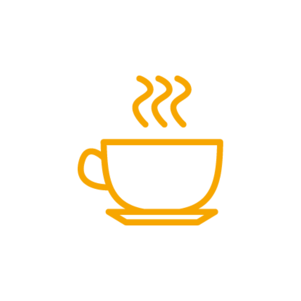 Orange symbol of a coffee cup
