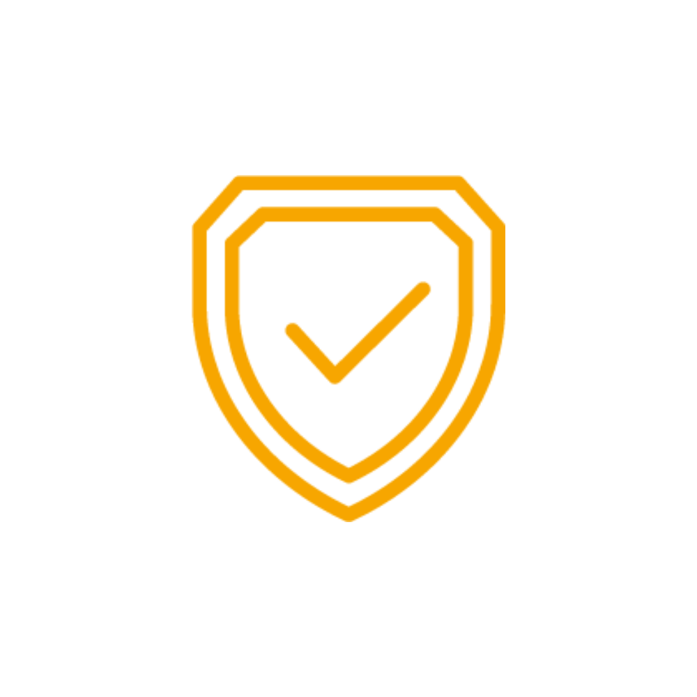 Orange logo of safety shield